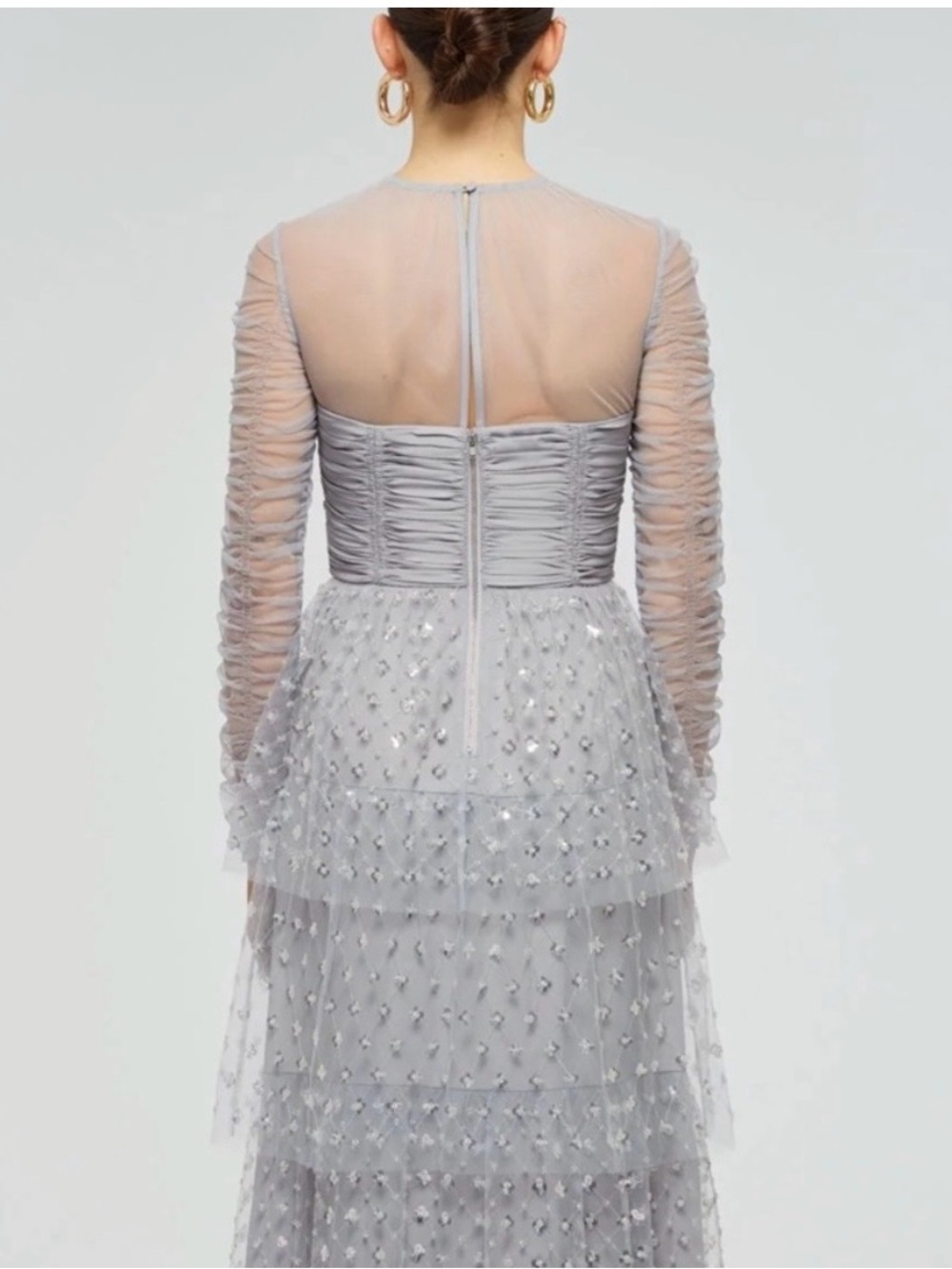 Self-Portrait cluster sequin tiered midi dress